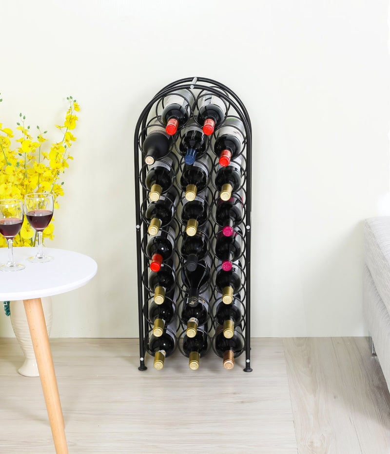 PAG 23 Bottles Arched Freestanding Floor Metal Wine Rack Wine Bottle Holders Stands, Black - Image 5